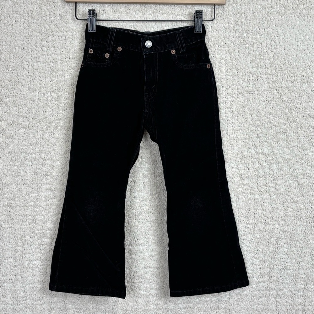 Vtg Levis Jeans Toddler Girl 5 Black 517 Velvet Flare Red Tab Zip Fly Cotton